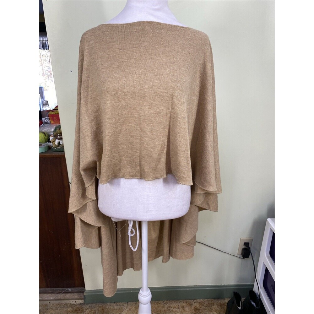 City Wrap On The Go by Demdaco Womens Beige Pullover Shawl Wrap Poncho OSFM Boho